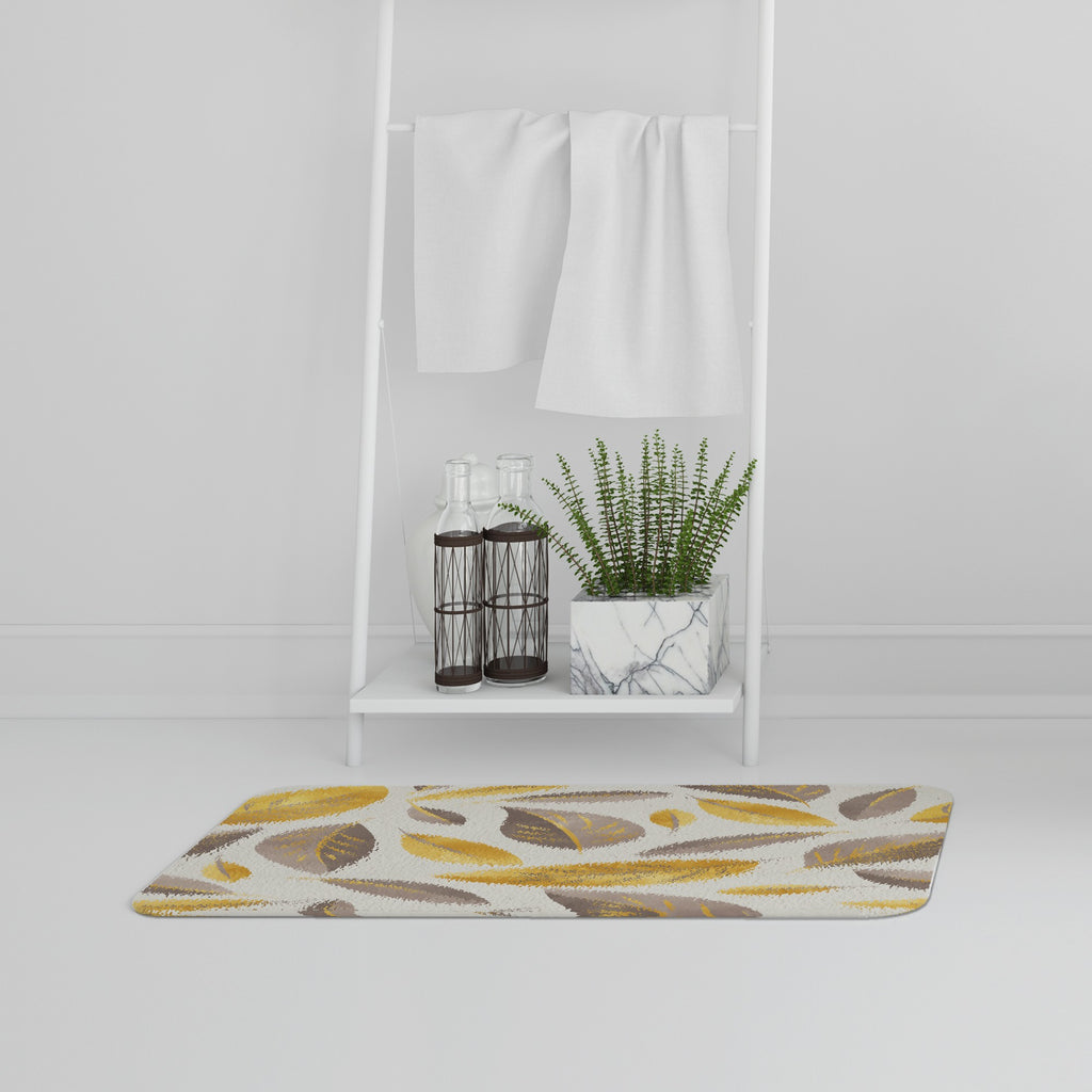 Bathmat - New Product Botanical gold and purple leaf (Bath Mats)  - Andrew Lee Home and Living