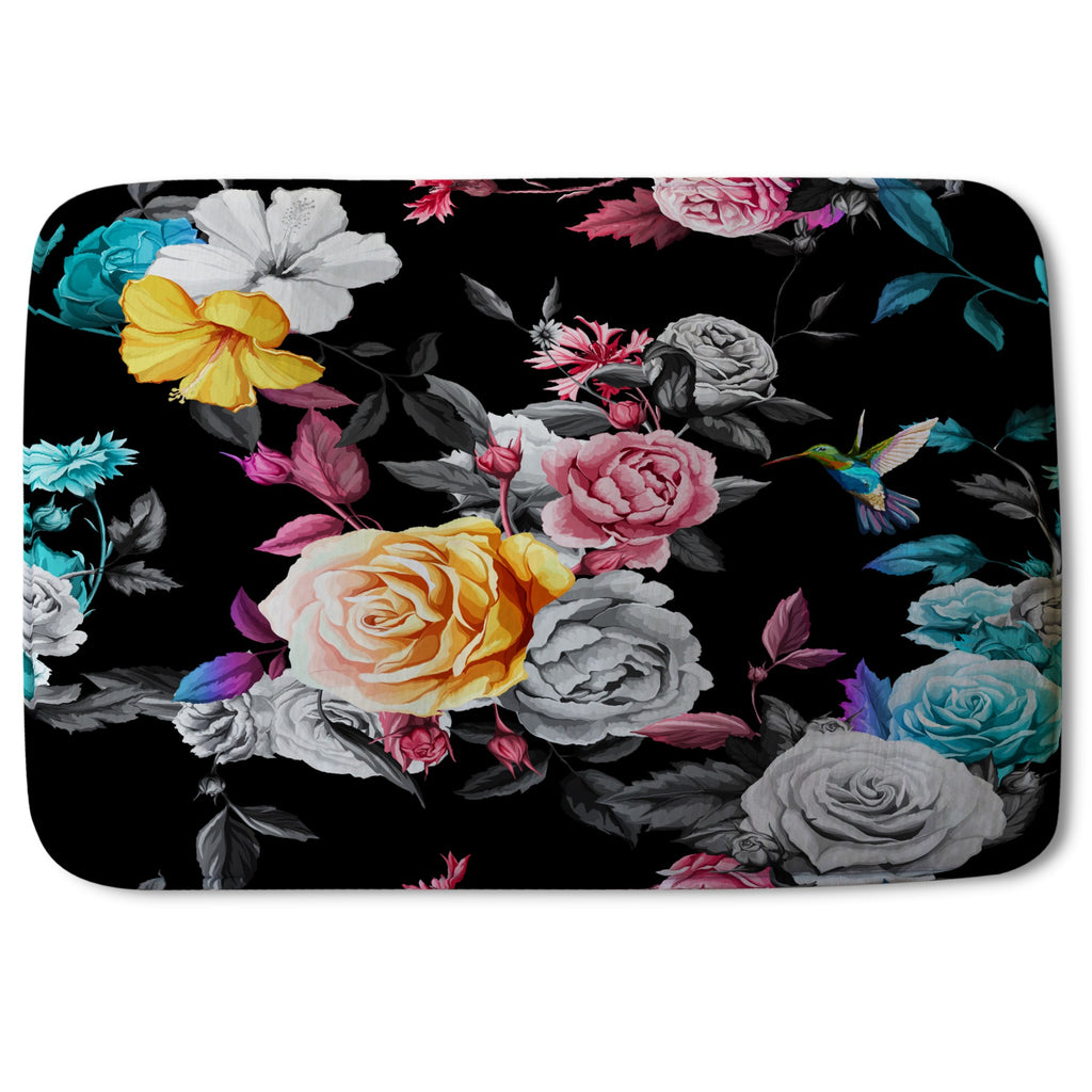 Bathmat - New Product Humming bird, roses, peony with leaves (Bath Mats)  - Andrew Lee Home and Living