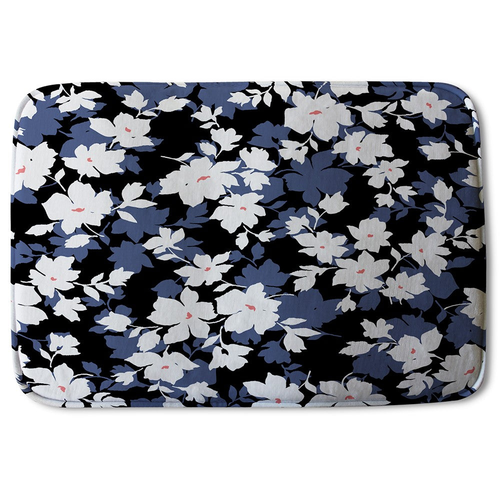 Bathmat - New Product Grey, White & Black Flowers (Bath Mats)  - Andrew Lee Home and Living