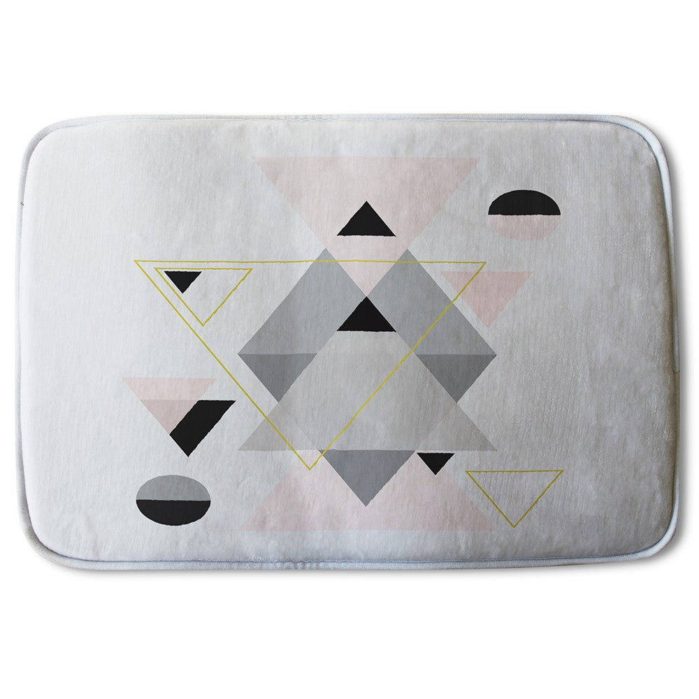 Bathmat - New Product Pink & Grey Geometric Triangles (Bath Mats)  - Andrew Lee Home and Living