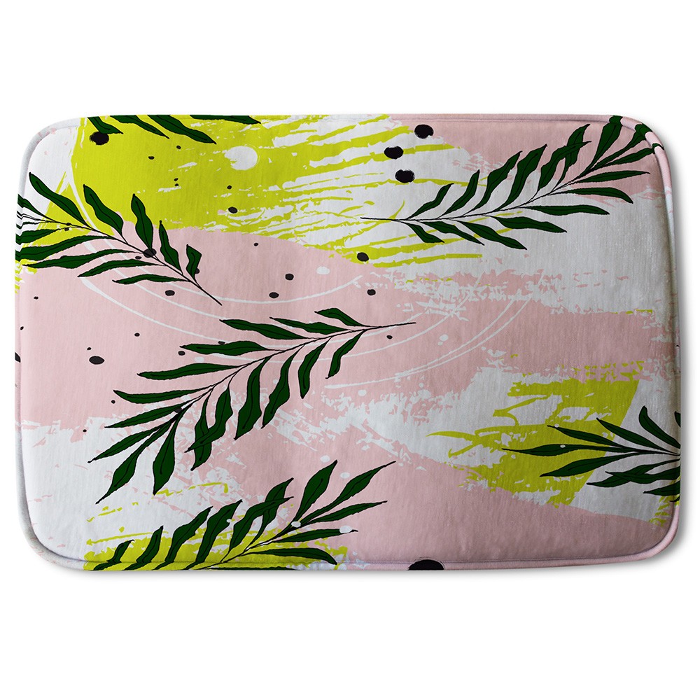 New Product Green Leaves on Brush Strokes (Bath Mat)  - Andrew Lee Home and Living