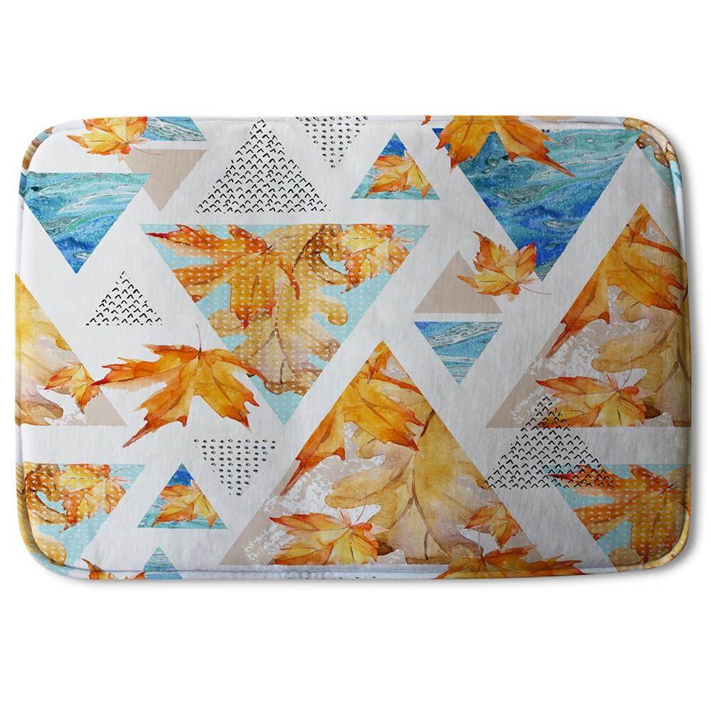 New Product Autumn Geometrics with Maple Leaves (Bath Mat)  - Andrew Lee Home and Living