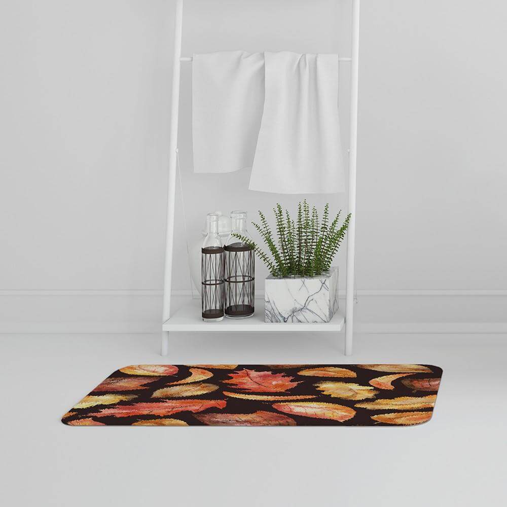 New Product Autumn Leaves on Black (Bath Mat)  - Andrew Lee Home and Living