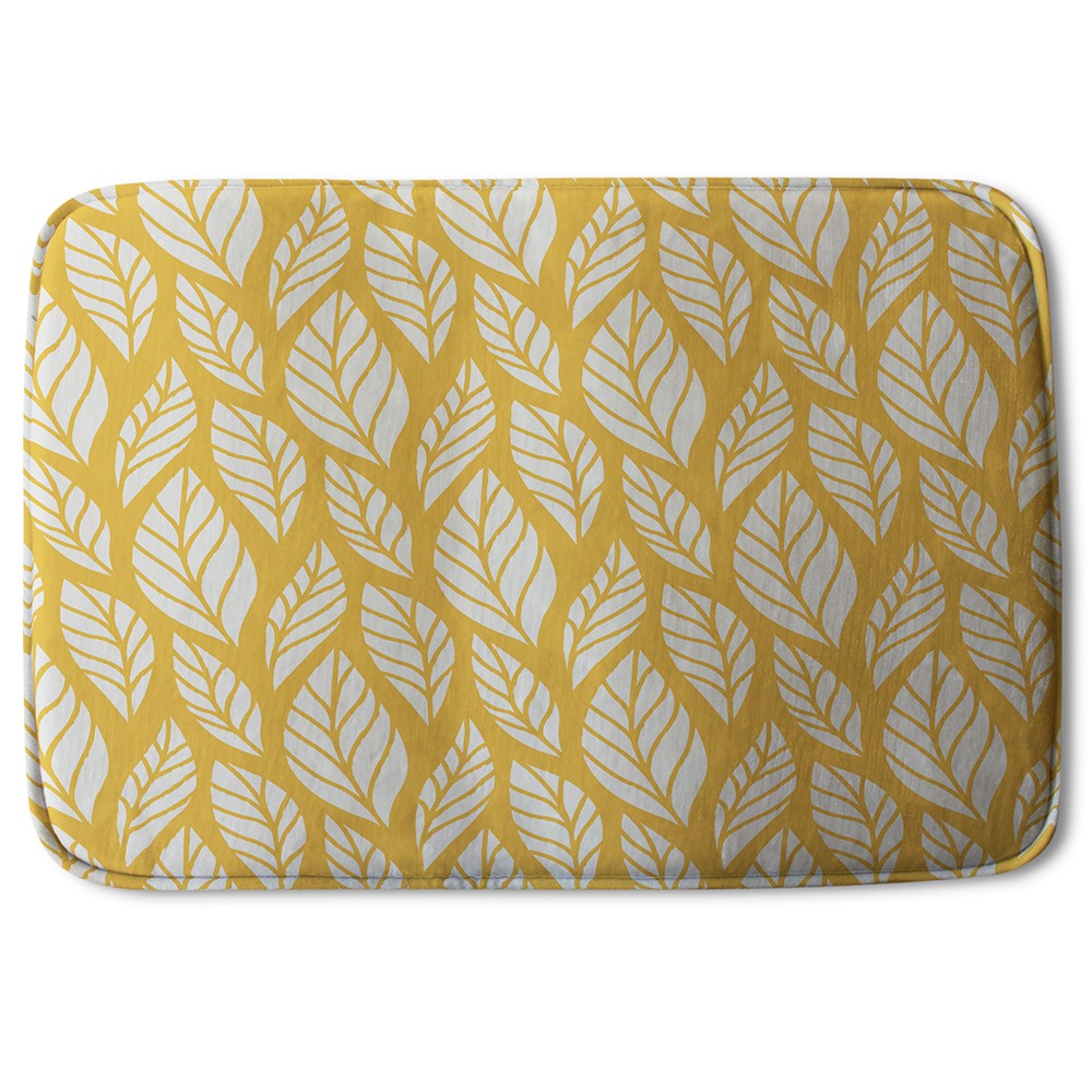 New Product White Leaf Pattern on Orange (Bath Mat)  - Andrew Lee Home and Living