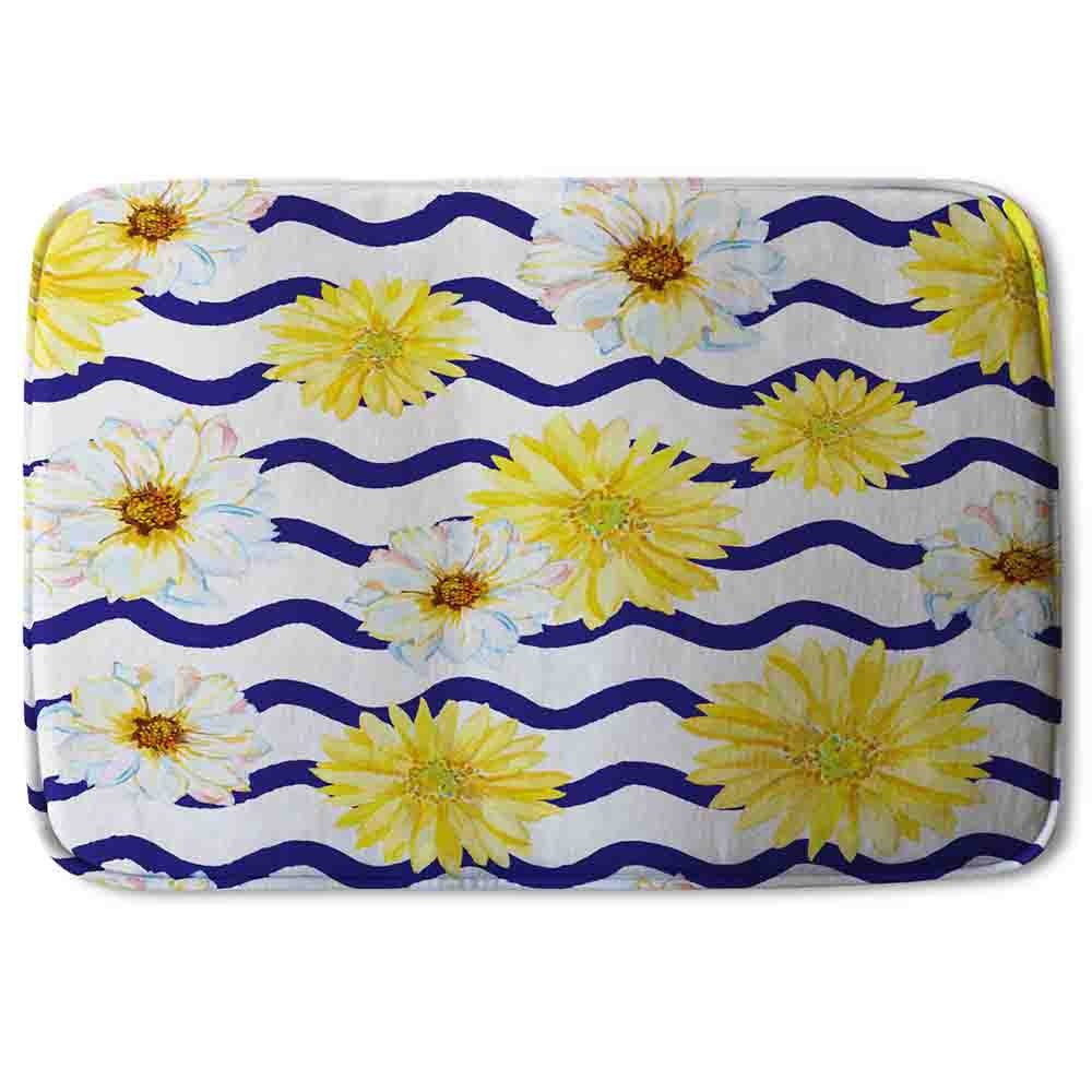 New Product Bright Yellow Flowers & Zig Zags (Bath Mat)  - Andrew Lee Home and Living