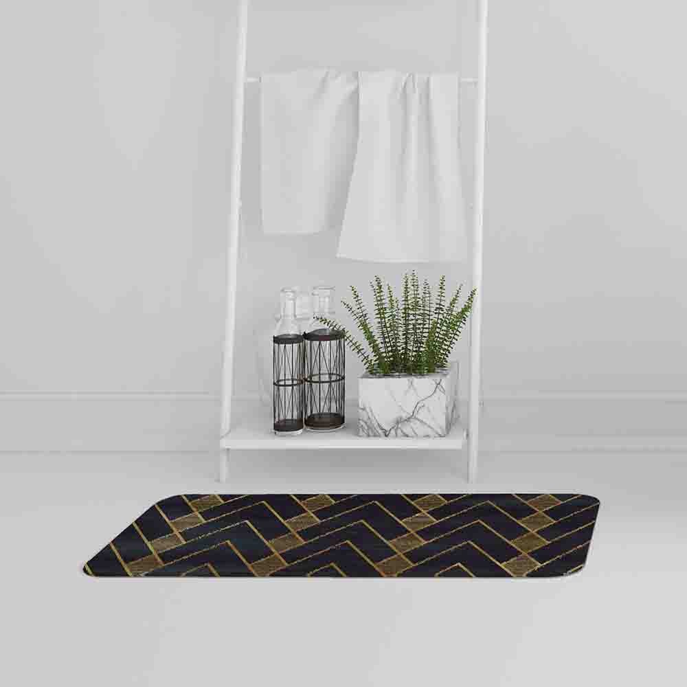 New Product Gold Geometreic Lines (Bath Mat)  - Andrew Lee Home and Living