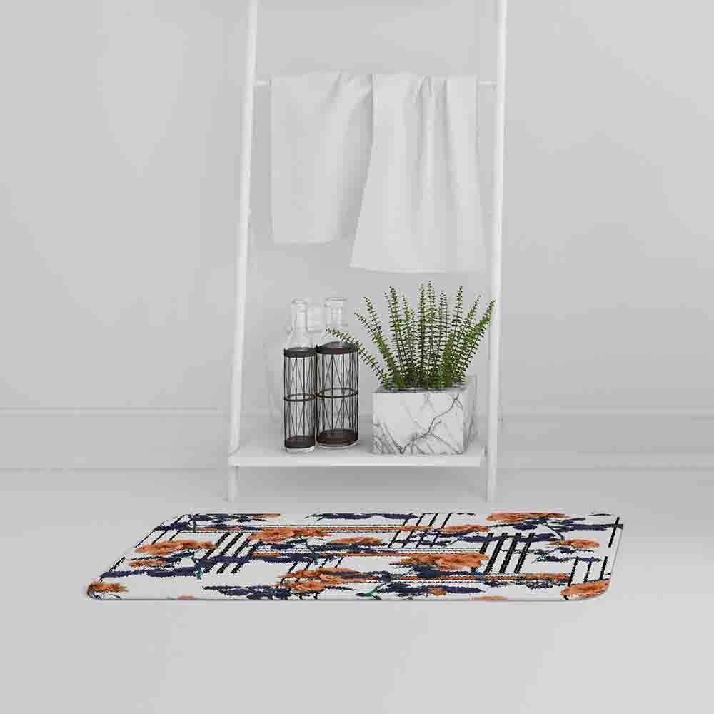 New Product Geometric Lines & Flowers (Bath Mat)  - Andrew Lee Home and Living