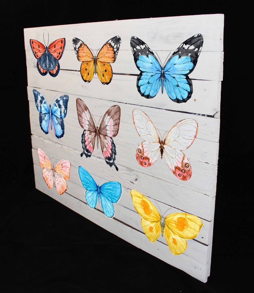 Reclaimed Wood Print - New Product Butterfly's (Reclaimed white wood)  - Andrew Lee Home and Living Homeware