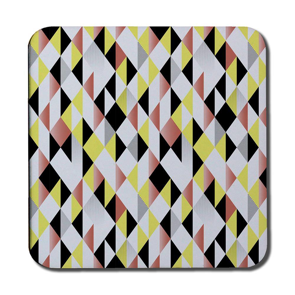 Yellow, Pink & Black Geometric Pattern (Coaster) - Andrew Lee Home and Living