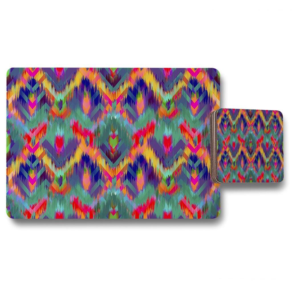 Abstract ethnic ikat pattern (Placemat & Coaster Set) - Andrew Lee Home and Living
