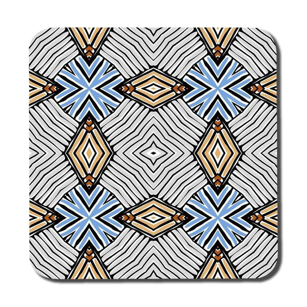 Abstract geometric roughly hatched shapes colored with hand drawn brush stokes (Coaster) - Andrew Lee Home and Living