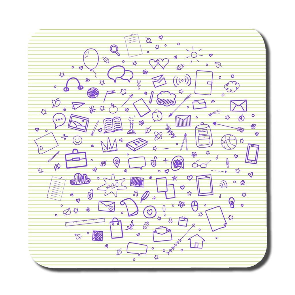 Abstract line pattern with school supplies (Coaster) - Andrew Lee Home and Living