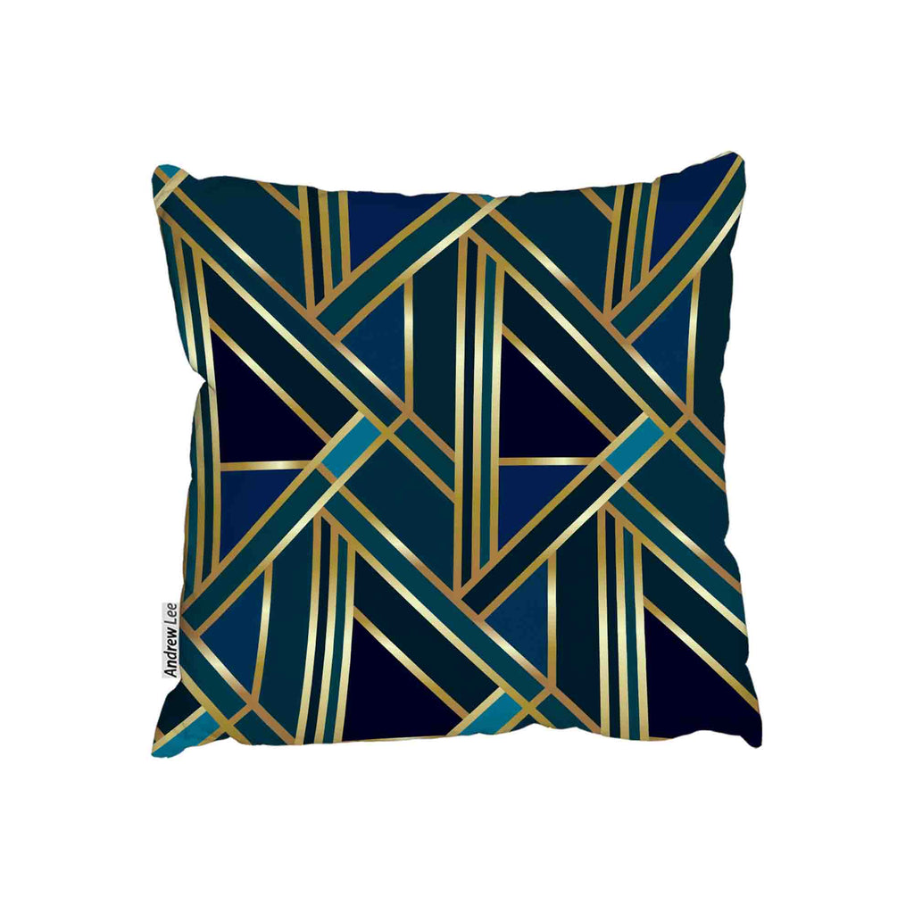 New Product Gold & Teal Geometric Pattern (Cushion)  - Andrew Lee Home and Living
