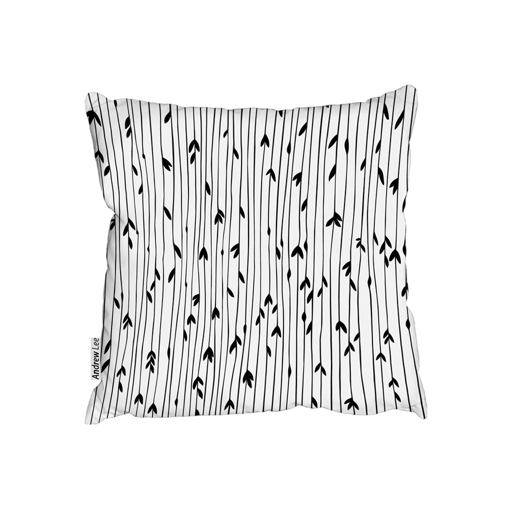 New Product sketchy leaves scattered on hand drawn lines on white background (Cushion)  - Andrew Lee Home and Living