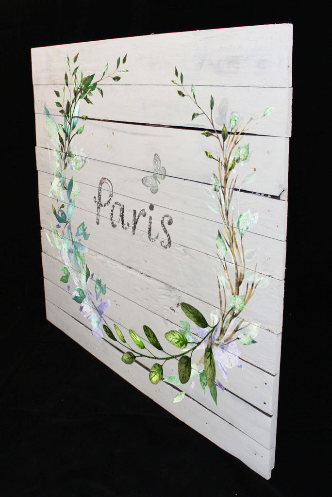 Reclaimed Wood Print - New Product Leaves in Paris (Reclaimed white wood)  - Andrew Lee Home and Living Homeware