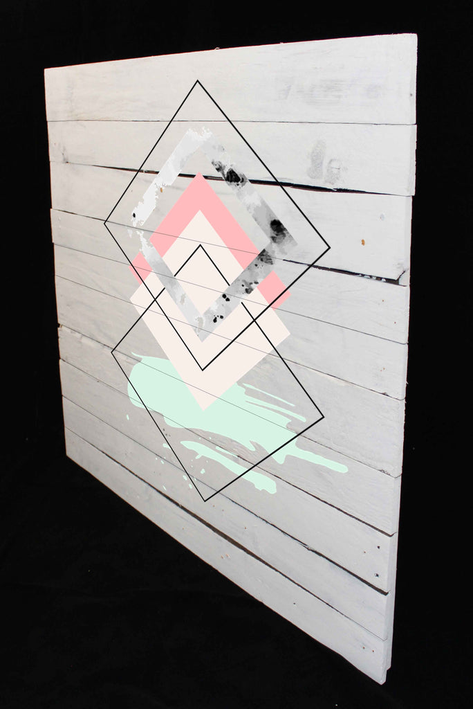 Reclaimed Wood Print - New Product Nordic Diamonds (Reclaimed white wood)  - Andrew Lee Home and Living Homeware