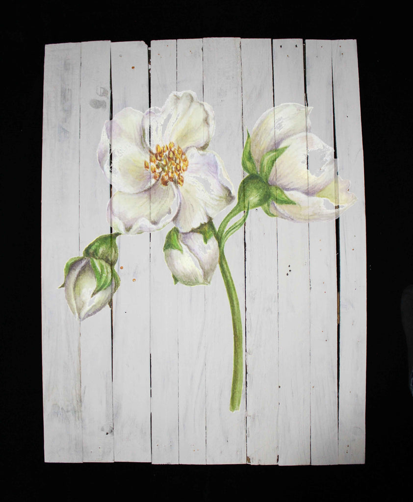 Reclaimed Wood Print - New Product Subtle Flower (Reclaimed white wood)  - Andrew Lee Home and Living Homeware