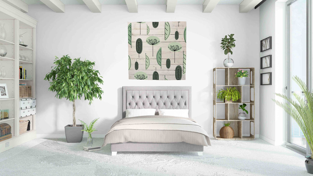 Reclaimed Wood Print - New Product Scandinavian flowers and Leaves (Reclaimed white wood)  - Andrew Lee Home and Living Homeware
