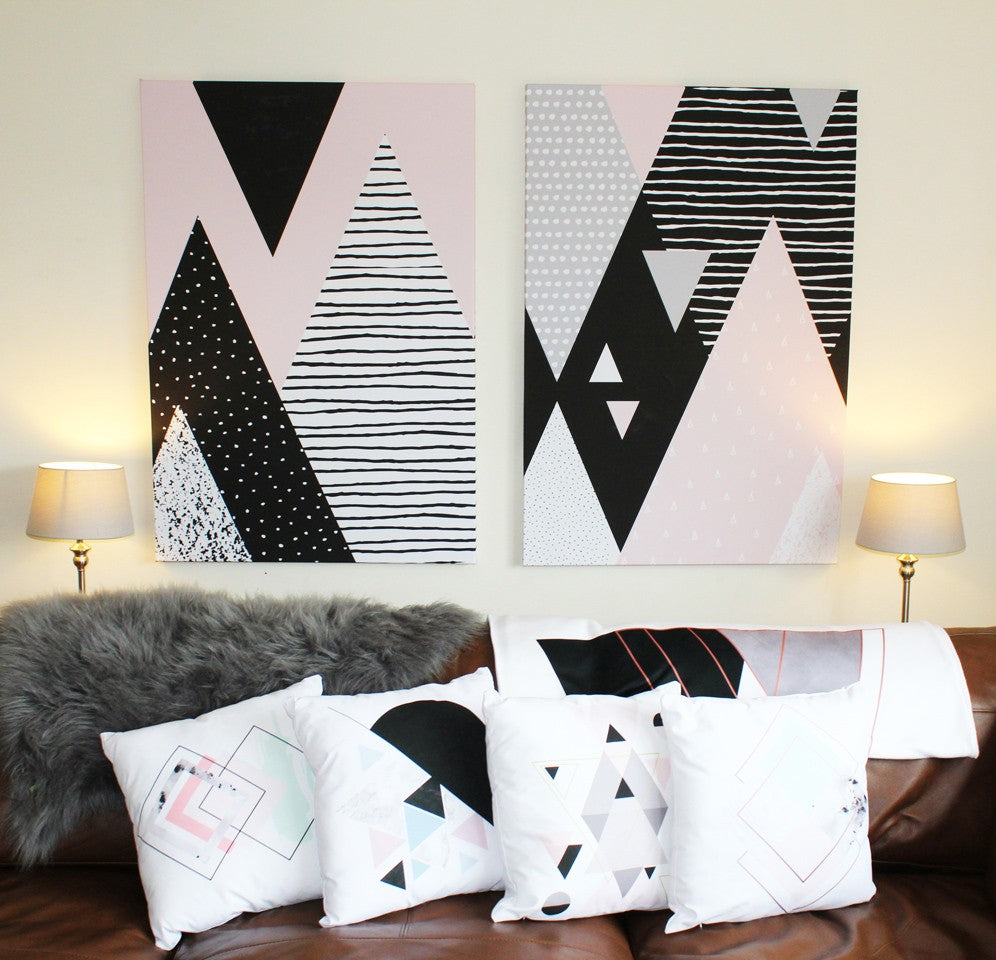 New Product Twin Geo Shapes (Canvas print)  - Andrew Lee Home and Living Homeware