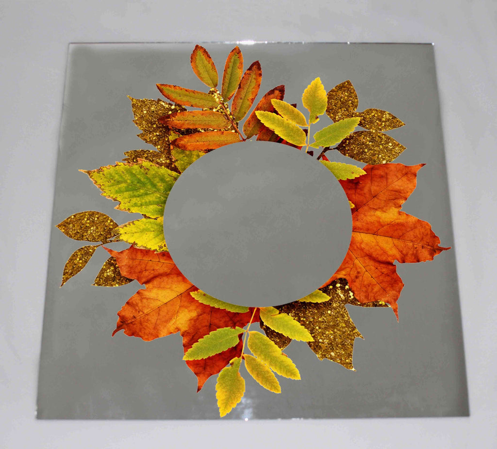 New Product Autumn frame with dry and gold glitter leafs (Mirror Art print)  - Andrew Lee Home and Living