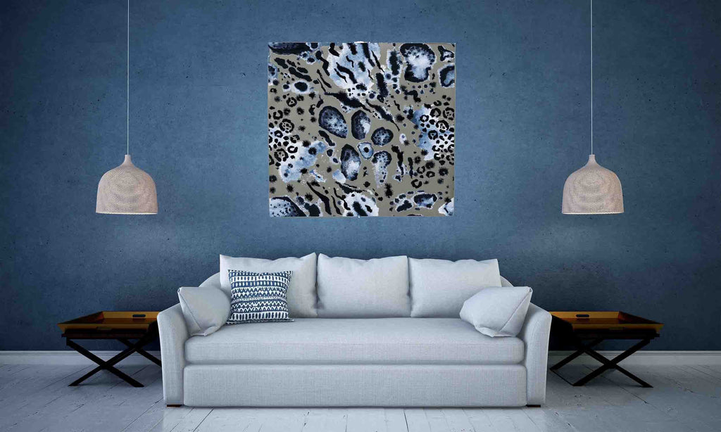 New Product Watercolour Blue spotted skin pattern (Mirror Art print)  - Andrew Lee Home and Living