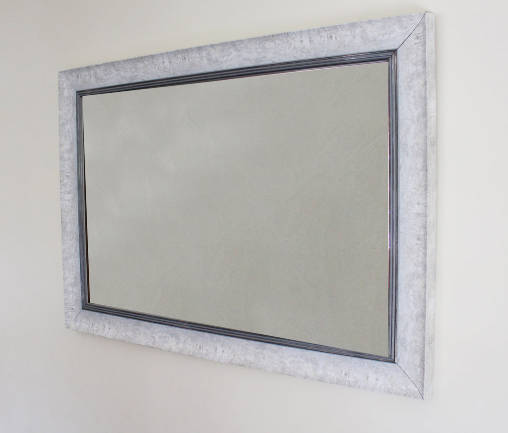 New Product Rustic Flat White and silver marble effect Mirror  - Andrew Lee Home and Living