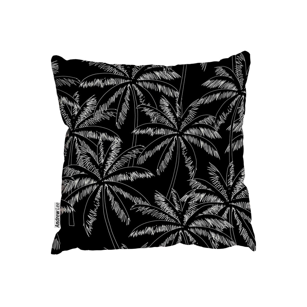 New Product White outline palm trees on the black (Cushion)  - Andrew Lee Home and Living Homeware