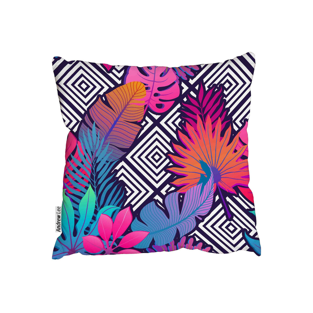 New Product Exotic leaves and flowers on geometrical ornament (Cushion)  - Andrew Lee Home and Living Homeware