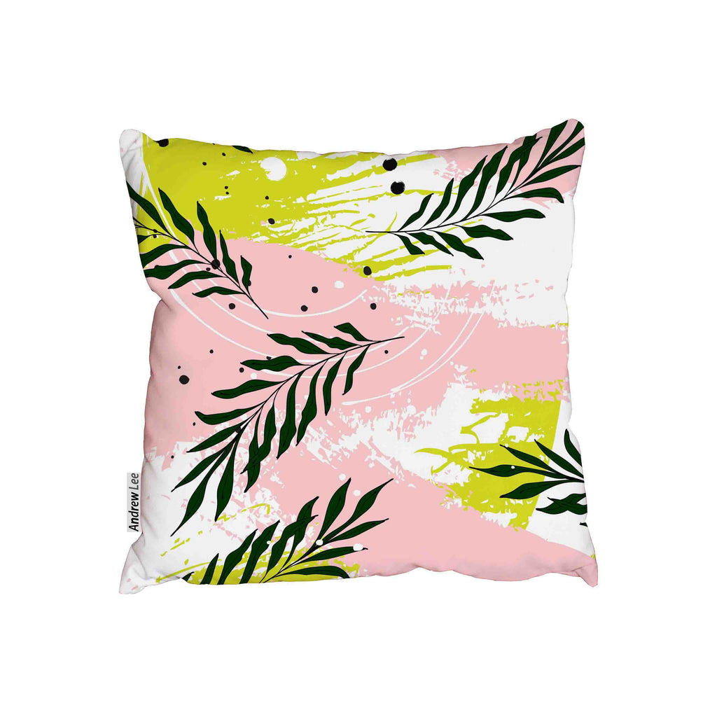 New Product Palm leaves on pink green background (Cushion)  - Andrew Lee Home and Living Homeware