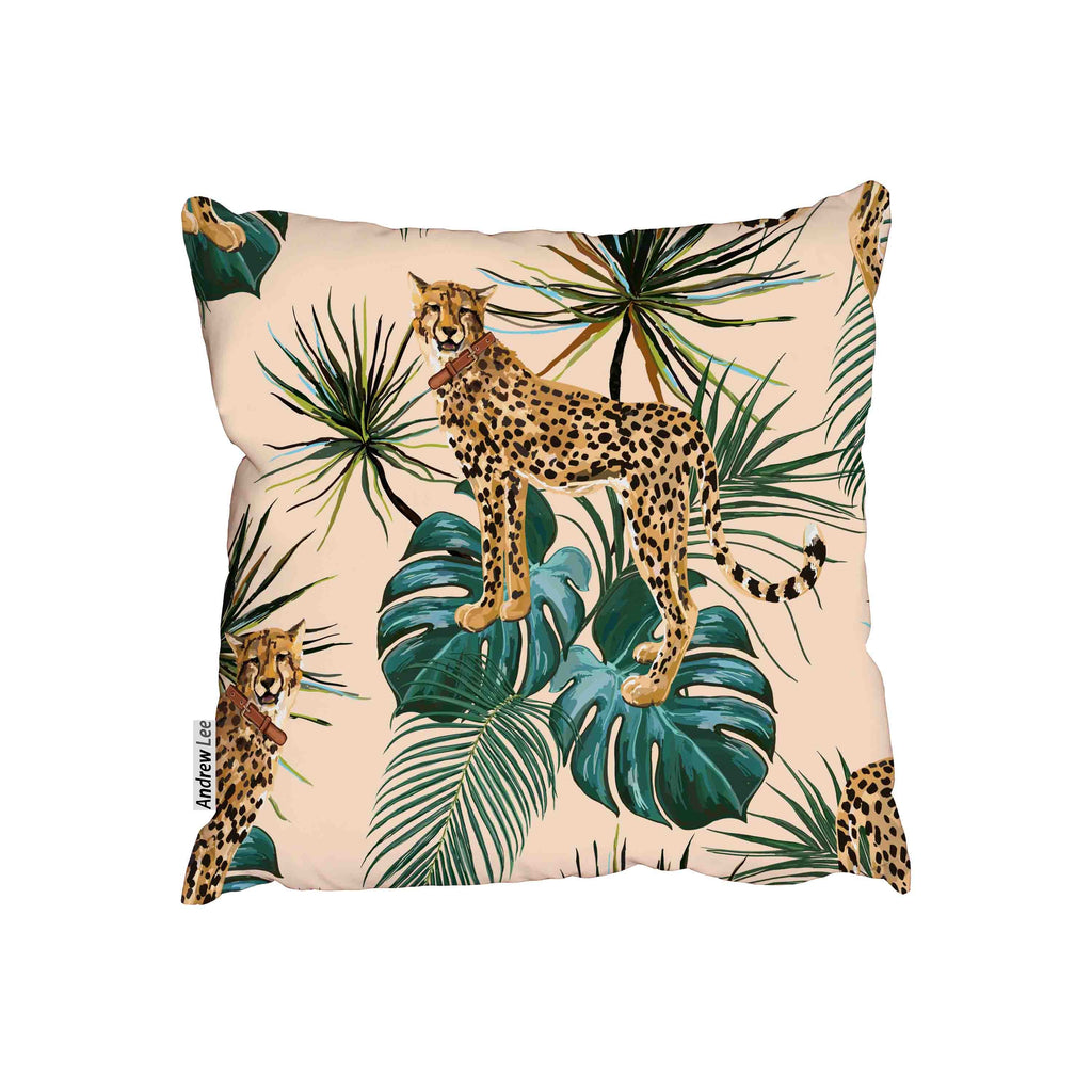 New Product Tropical palm leaves and leopard (Cushion)  - Andrew Lee Home and Living Homeware