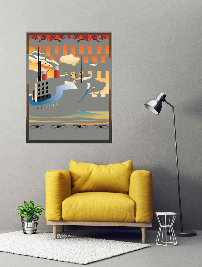 New Product Art deco ship (Mirror Art print)  - Andrew Lee Home and Living Homeware