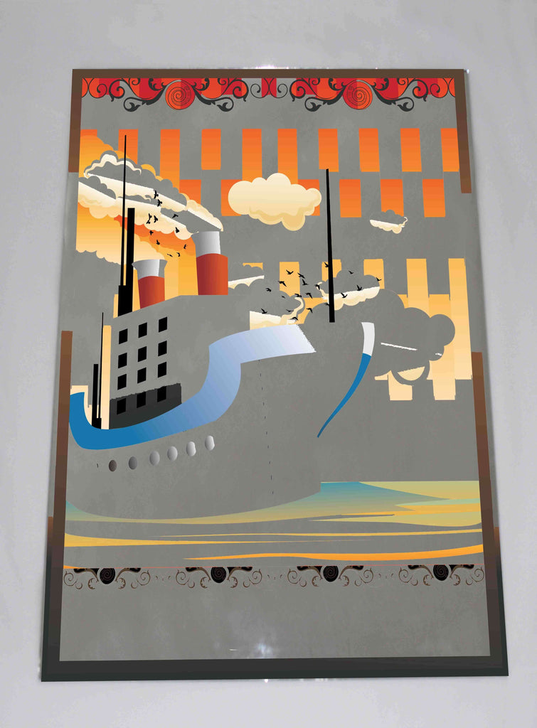 New Product Art deco ship (Mirror Art print)  - Andrew Lee Home and Living Homeware