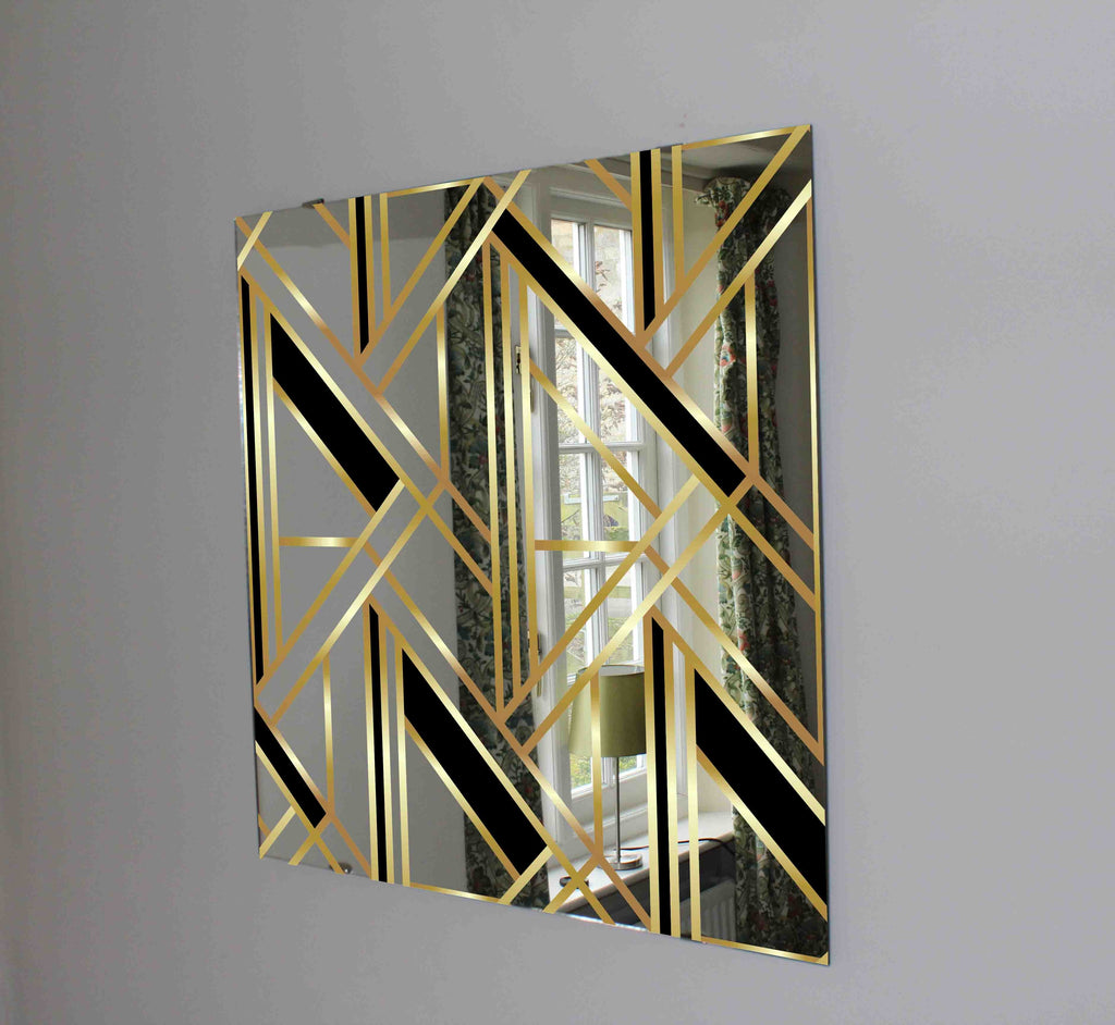 New Product Geometric golden Art Deco pattern (Mirror Art print)  - Andrew Lee Home and Living Homeware