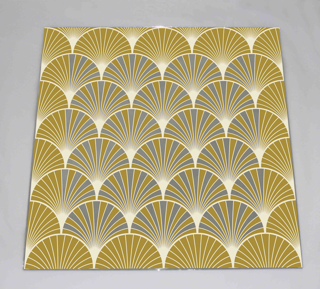 New Product Gold colored art deco pattern of overlapping arcs (Mirror Art print)  - Andrew Lee Home and Living Homeware
