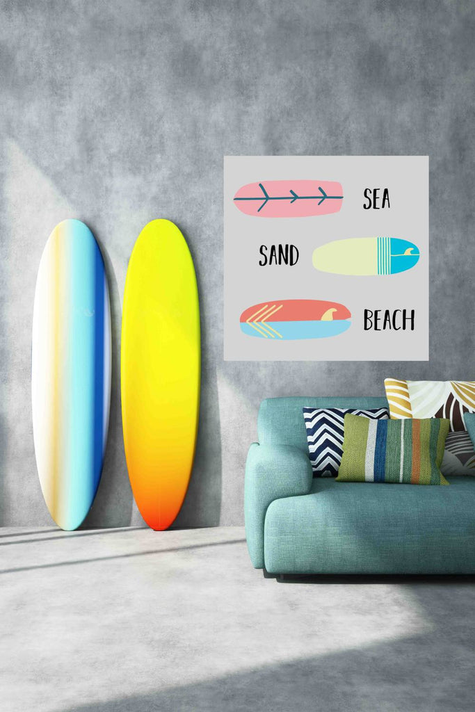 New Product Color surf black text sea sand beach (Mirror Art print)  - Andrew Lee Home and Living Homeware