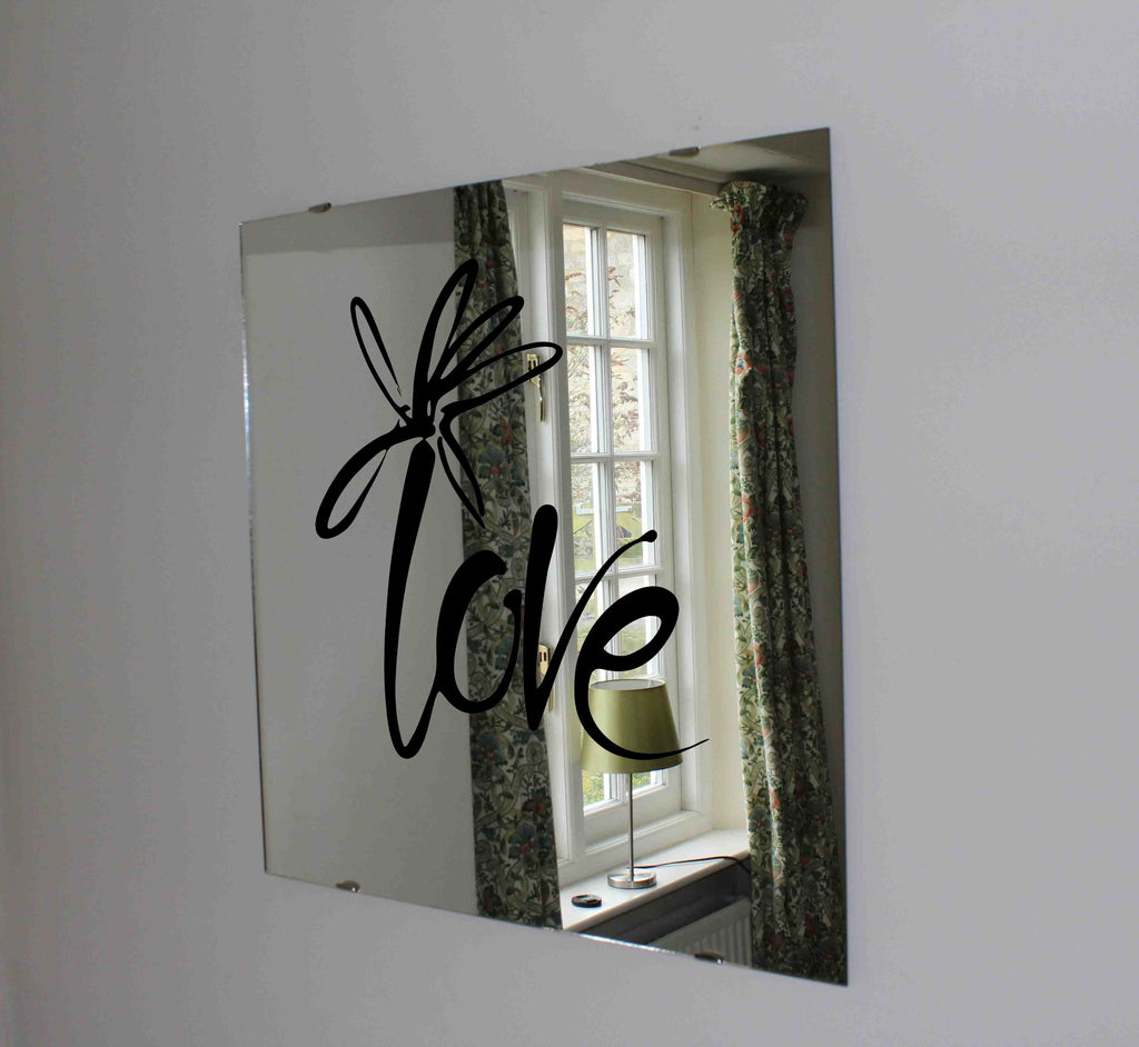 New Product Decorative love text with flower (Mirror Art print)  - Andrew Lee Home and Living Homeware