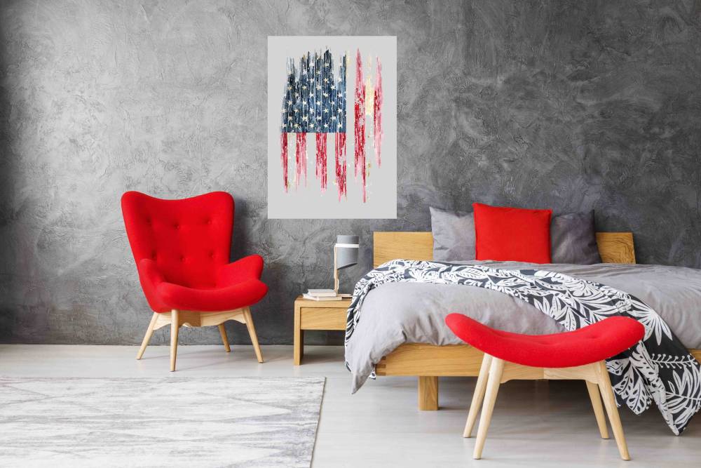 New Product Vintage watercolor American flag (Mirror Art print)  - Andrew Lee Home and Living Homeware