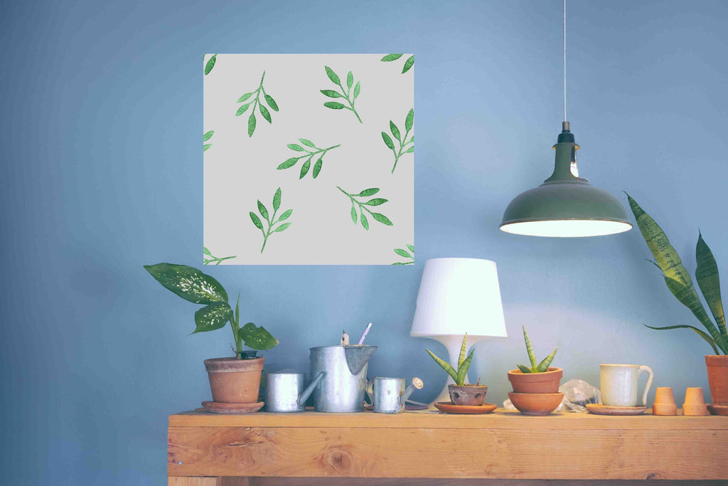 New Product Green herbal pattern with leaves (Mirror Art print)  - Andrew Lee Home and Living Homeware