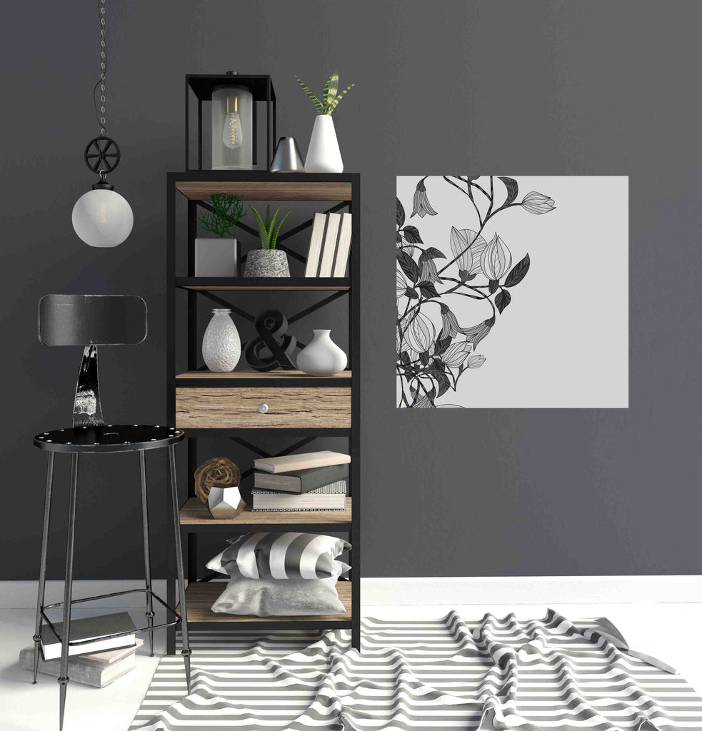 New Product Monochrome abstract flowers on a light background (Mirror Art print)  - Andrew Lee Home and Living Homeware