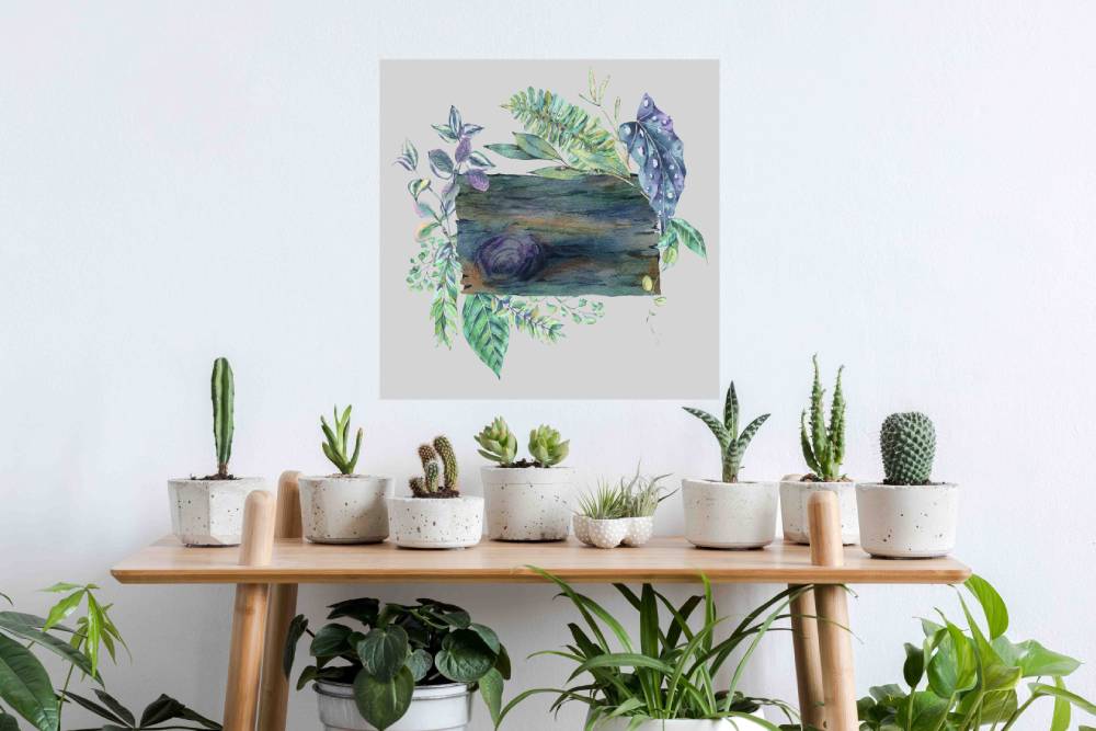 New Product Watercolor wood frame of green exotic leaves (Mirror Art print)  - Andrew Lee Home and Living Homeware