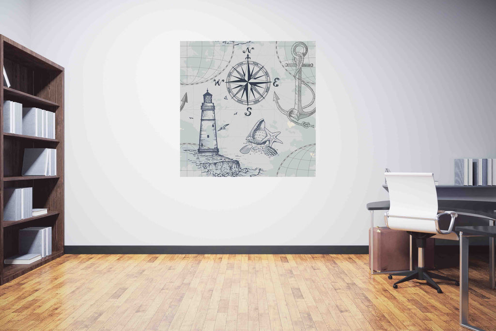 New Product Sea map with compass (Mirror Art print)  - Andrew Lee Home and Living Homeware