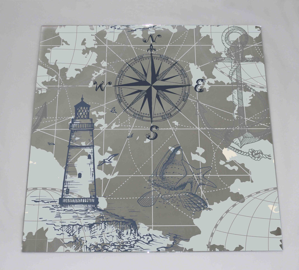New Product Sea map with compass (Mirror Art print)  - Andrew Lee Home and Living Homeware