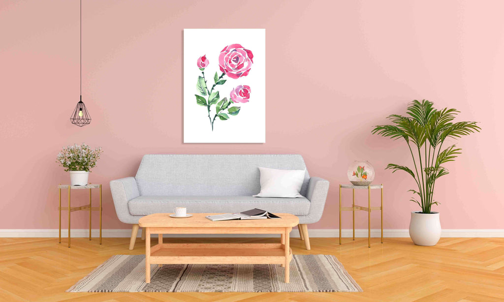 New Product Beautiful pink rose on a white background (Canvas Prints)  - Andrew Lee Home and Living Homeware