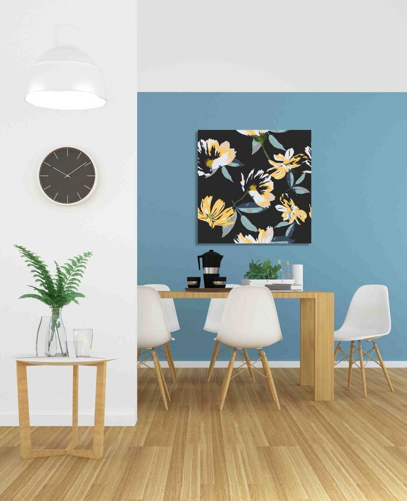 New Product Yellow and Black floral (Canvas Print)  - Andrew Lee Home and Living Homeware