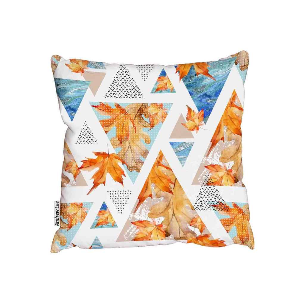 New Product Autumn Triangles with maple, oak leaves, marble, grunge textures (Cushion)  - Andrew Lee Home and Living Homeware