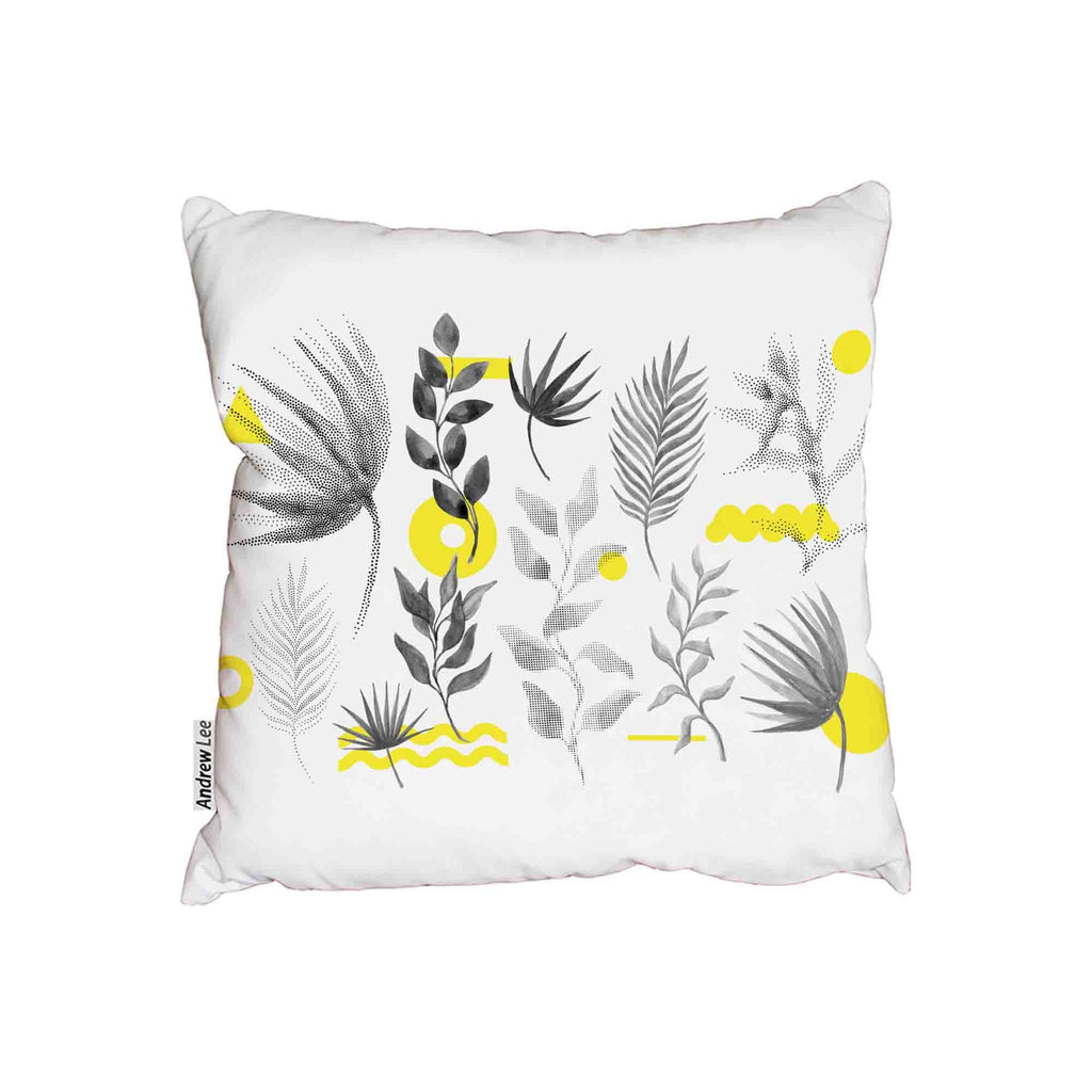 New Product Halftone floral set juxtaposed with bright bold geometric leaves (Cushion)  - Andrew Lee Home and Living Homeware