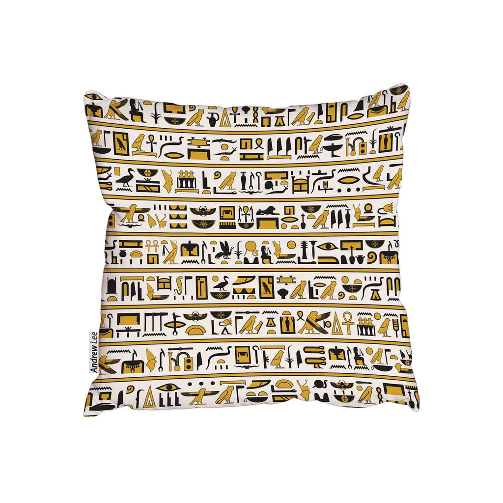New Product Egyptian hieroglyphs yellow-black (Cushion)  - Andrew Lee Home and Living
