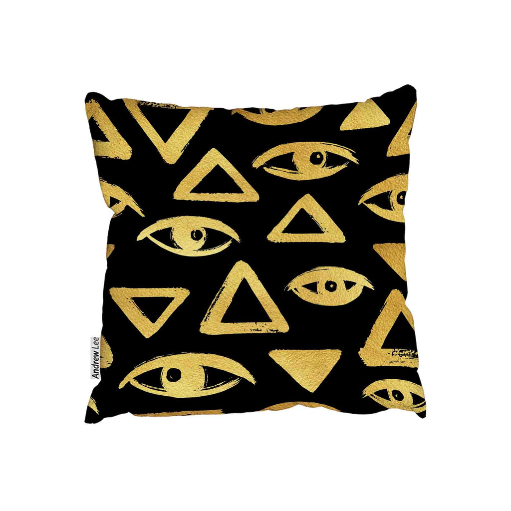 New Product Gold brush drawn eyes and triangle (Cushion)  - Andrew Lee Home and Living