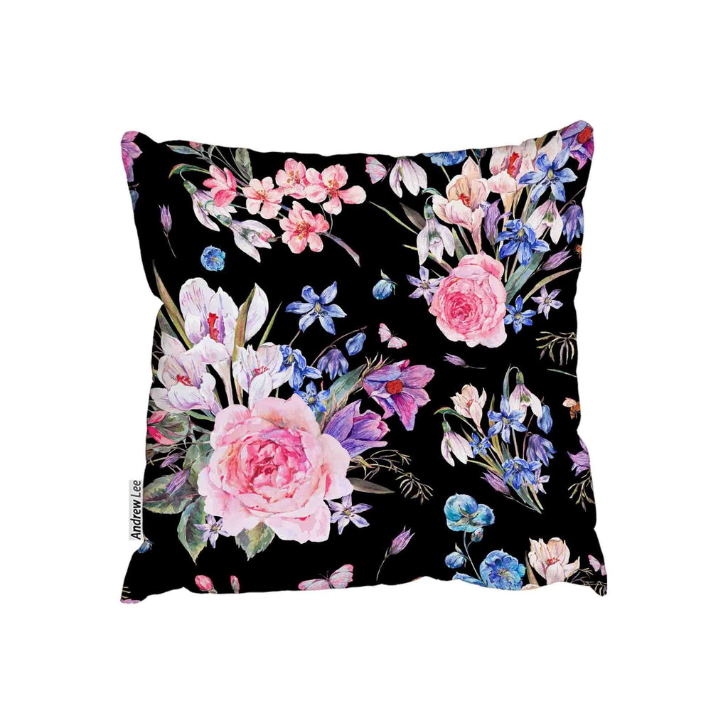 New Product Pink roses, blue wildflowers (Cushion)  - Andrew Lee Home and Living