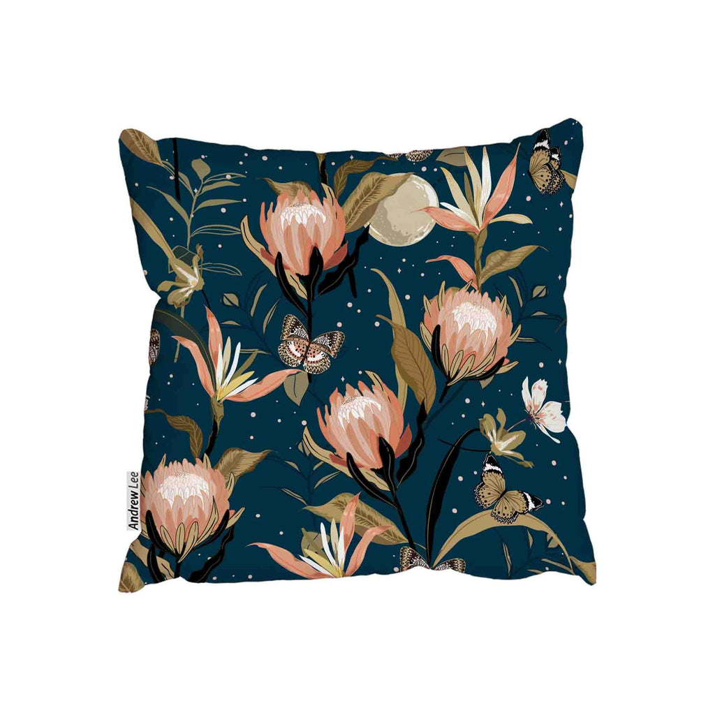 New Product Protea flowers and botanical garden night with moon shine and stars (Cushion)  - Andrew Lee Home and Living